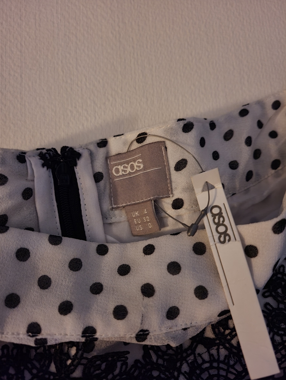 ASOS White Polka Dot Mini Skirt with Black Lace - Picture 4 of 5